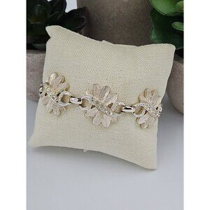 Vintage‎ Sarah Coventry Light Gold Tone Clear Rhinestone 7" Panel Bracelet